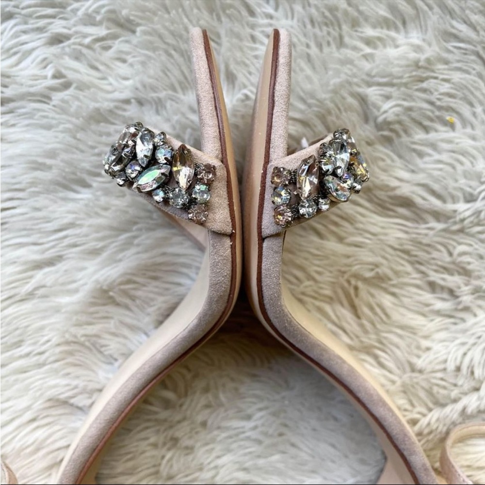Nine West “Innocent” Pale Pink Bejeweled Ankle Strap Heels, as 10 - Picture 5 of 10